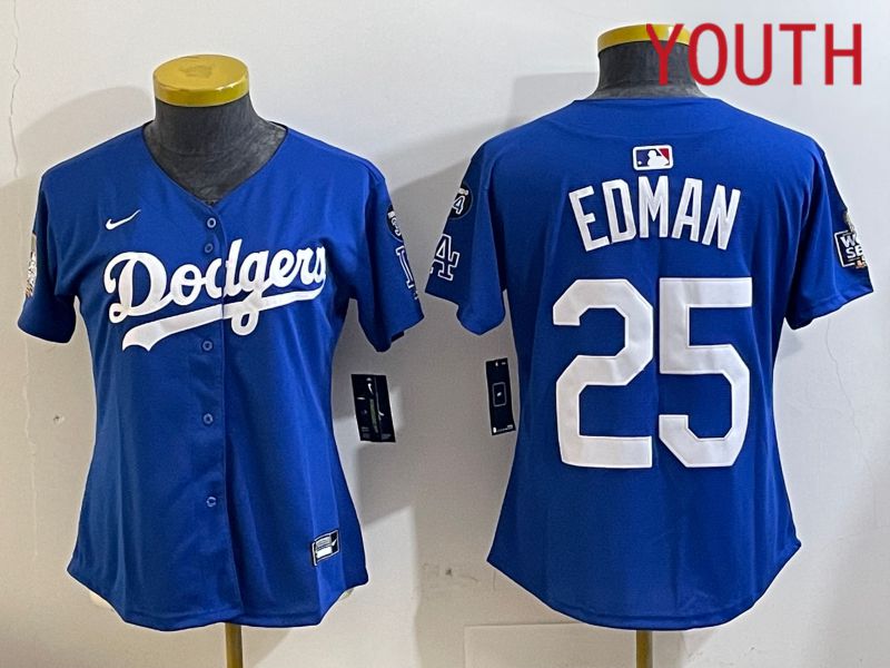 Youth Los Angeles Dodgers #25 Edman Blue Game 2024 Nike MLB Jersey style 11215